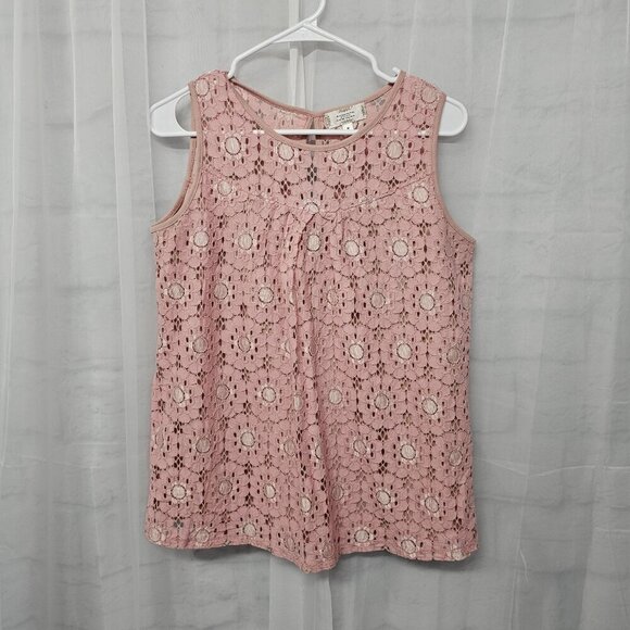 Shannon Ford Pink Floral Lace Tank Coquette Boho Retro M - Picture 6 of 10